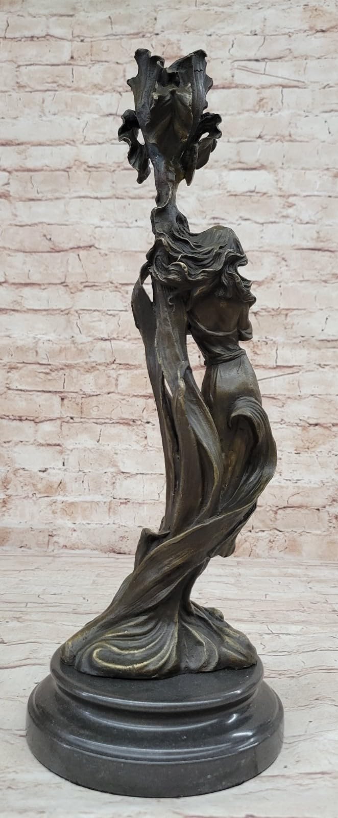 Handcrafted Marble Base Bronze Candelabra - Wood Nymph Statue Figurine Artwork Decorative Gift Deal by Classy Finery