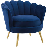 Modway Admire Scalloped Edge Performance Velvet Accent Lounge Arm Chair in Navy