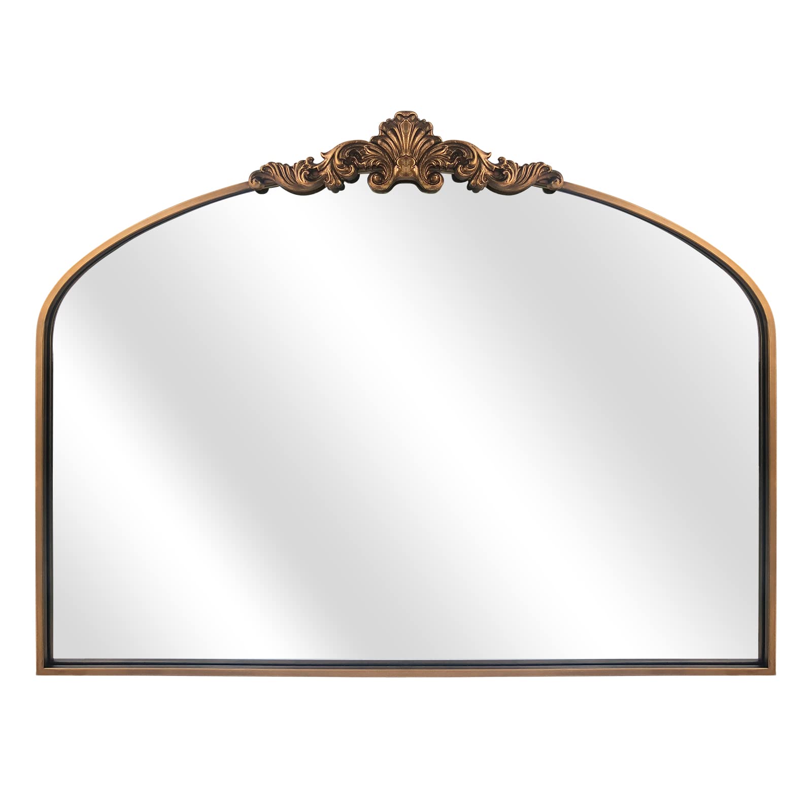 Arched Mirror,Gold Traditional Vintage Ornate Baroque Mirror,Antique Brass Mirror