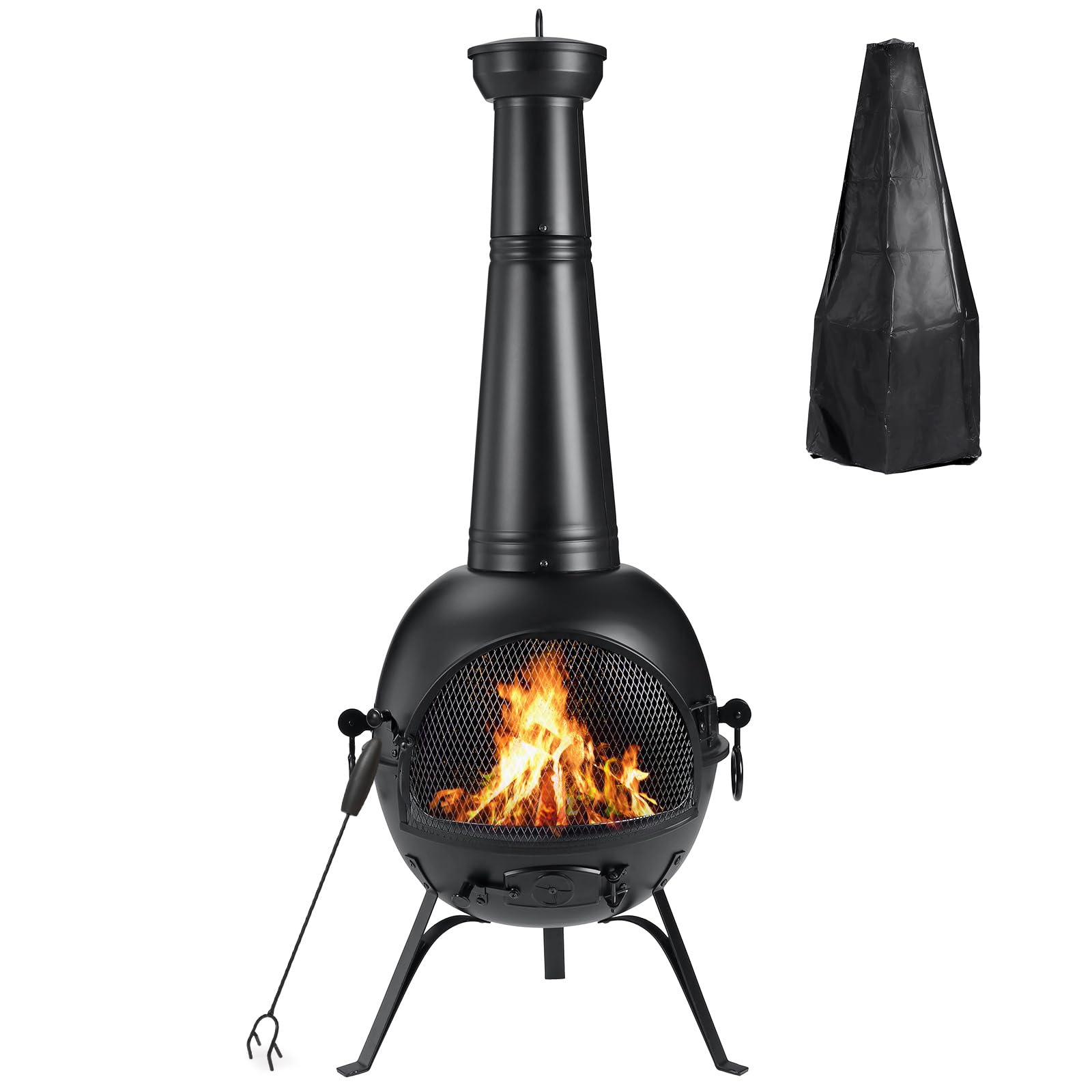Prairie Fire Outdoor Chiminea Fireplace Deck or Patio Backyard Wooden Fire Pit