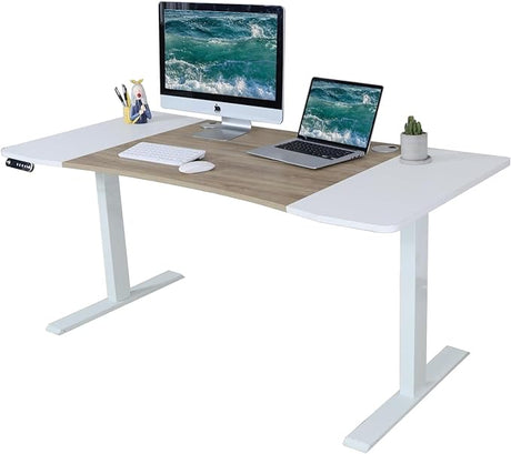 Electric Sit Dual Motor Height Adjustable, Memory Stand Up Desk with Drawer,