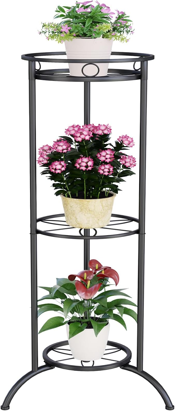 Plant Stand indoor outdoor - 2 Tier black Tall Metal Flower Pot Holder Potted