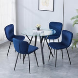 Round Glass Dining Table Set for 4, 5-Piece Modern Tempered Glass Dining Table