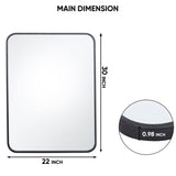 22x30 Inch Black Wall Mirror for Bathroom, Wall Mounted Rectangular Entryways Decor