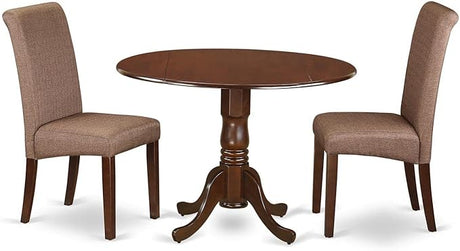 DLBA3-MAH-18 3 Piece Modern Dining Table Set Contains a Round Wooden Table