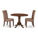 DLBA3-MAH-18 3 Piece Modern Dining Table Set Contains a Round Wooden Table