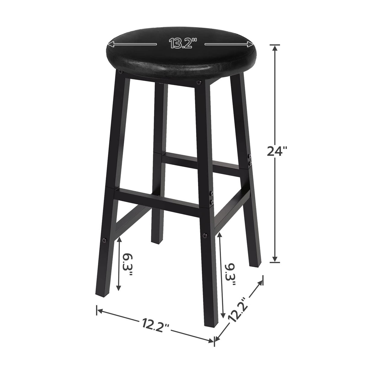 Bar Stools, Bar Stools Set of 2, 24 Inch PU Upholstered Height Stools