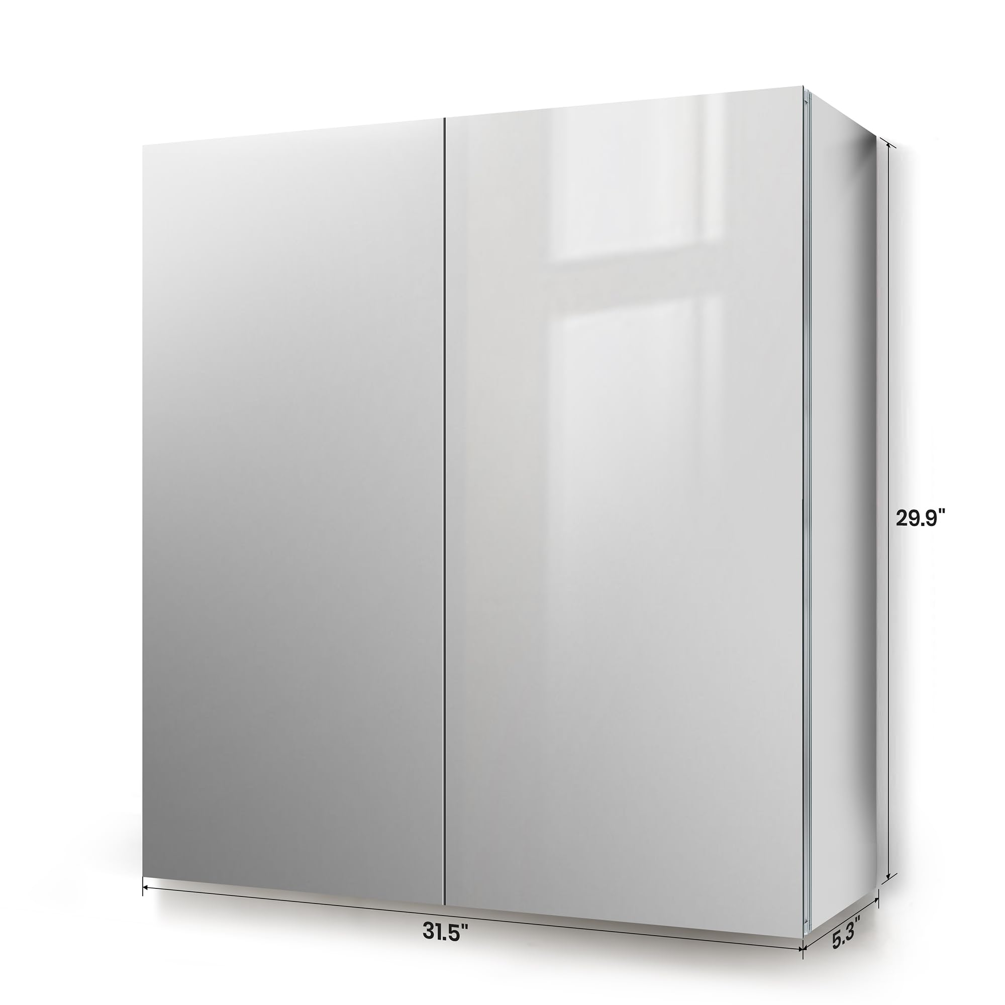 29 x 31.5 in Double Door Medicine Cabinet with Mirror, Adjustable Shelves & Durable