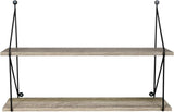 Floating Shelf with Metal Brackets — Wall Mounted Rustic Wood Wall Storage
