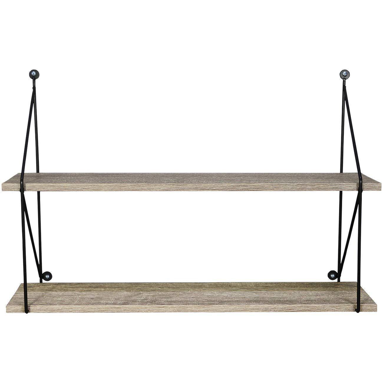 Floating Shelf with Metal Brackets — Wall Mounted Rustic Wood Wall Storage