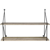Floating Shelf with Metal Brackets — Wall Mounted Rustic Wood Wall Storage