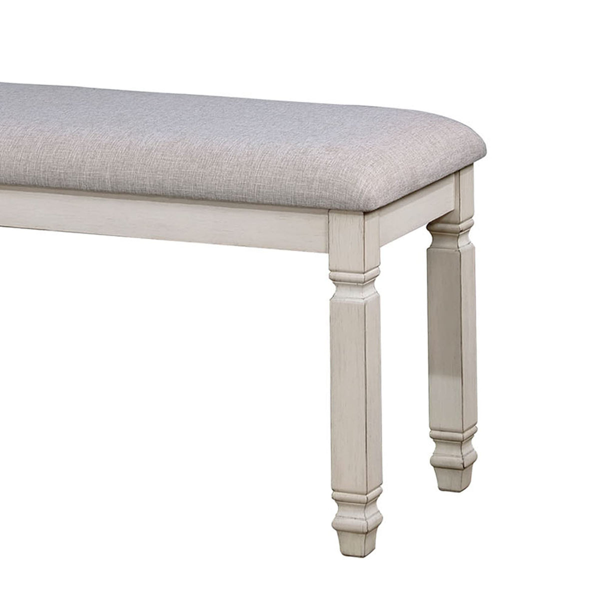 Fabric Upholstered Wooden Bench, White