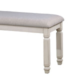 Fabric Upholstered Wooden Bench, White