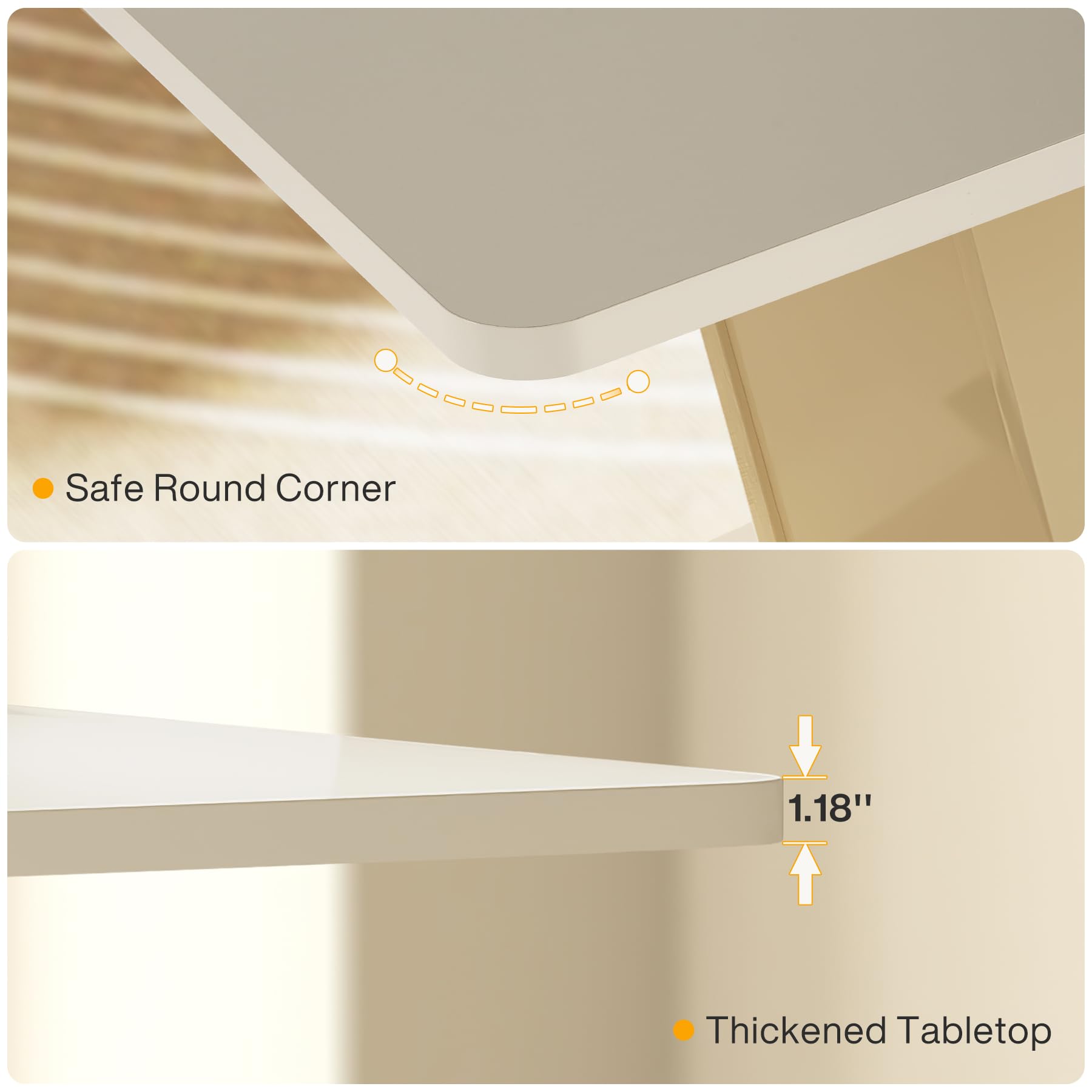 55-Inch Modern Rectangular Dining Table for 4-6 - Cream White