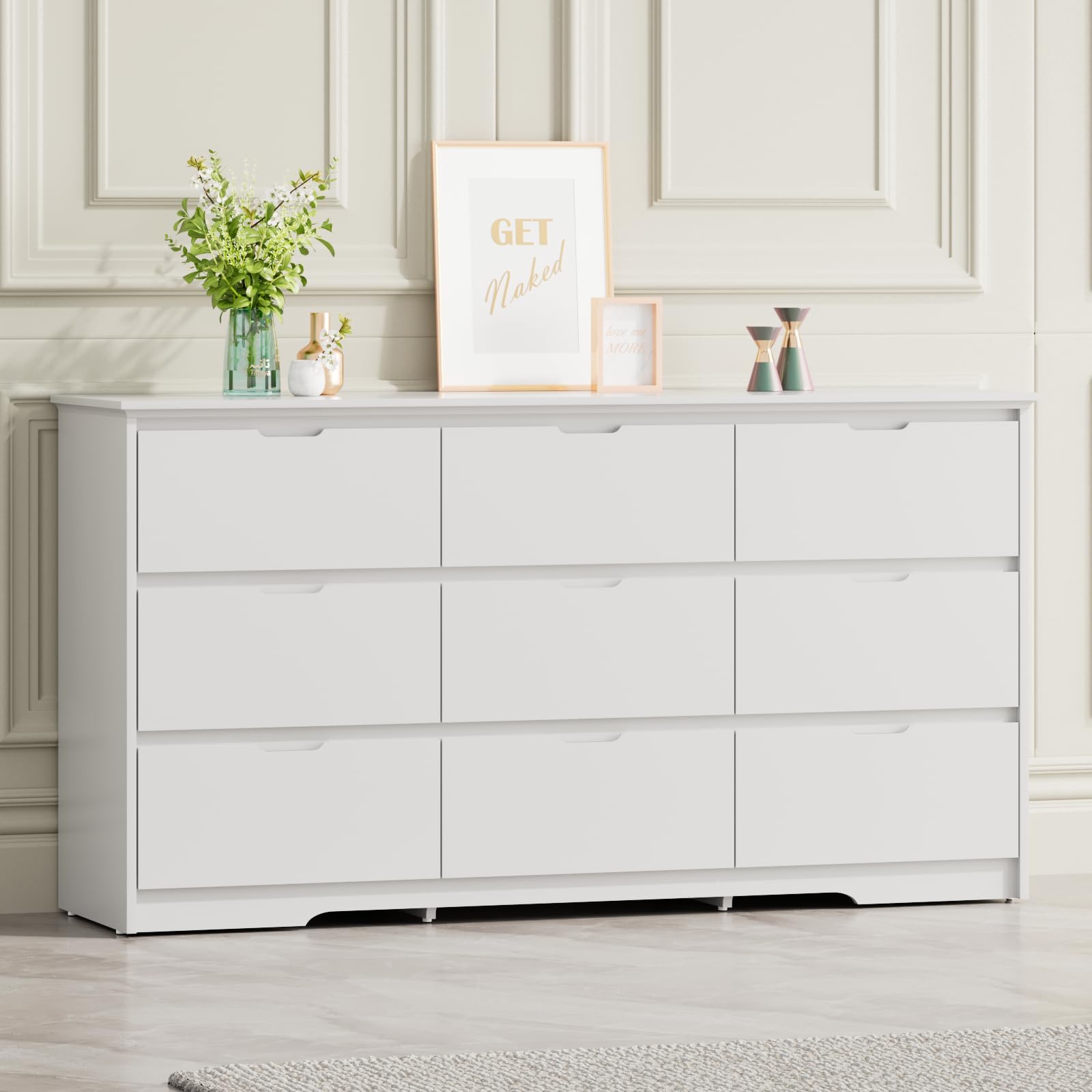 9 Drawer White Dresser for Bedroom with Deep Drawers