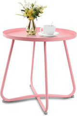 Yellow Outdoor Side Tables, Small Outdoor Table, Round Patio Side Table