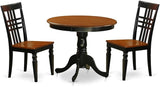 ANLG3-BCH-W 3 Piece Room Set Contains a Round Kitchen Table with Pedestal and 2 Dining Chairs,