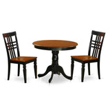 ANLG3-BCH-W 3 Piece Room Set Contains a Round Kitchen Table with Pedestal and 2 Dining Chairs,