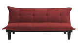 Lodge Convertible Futon Couch Bed with Microfiber Upholstery and Wood Legs, Red