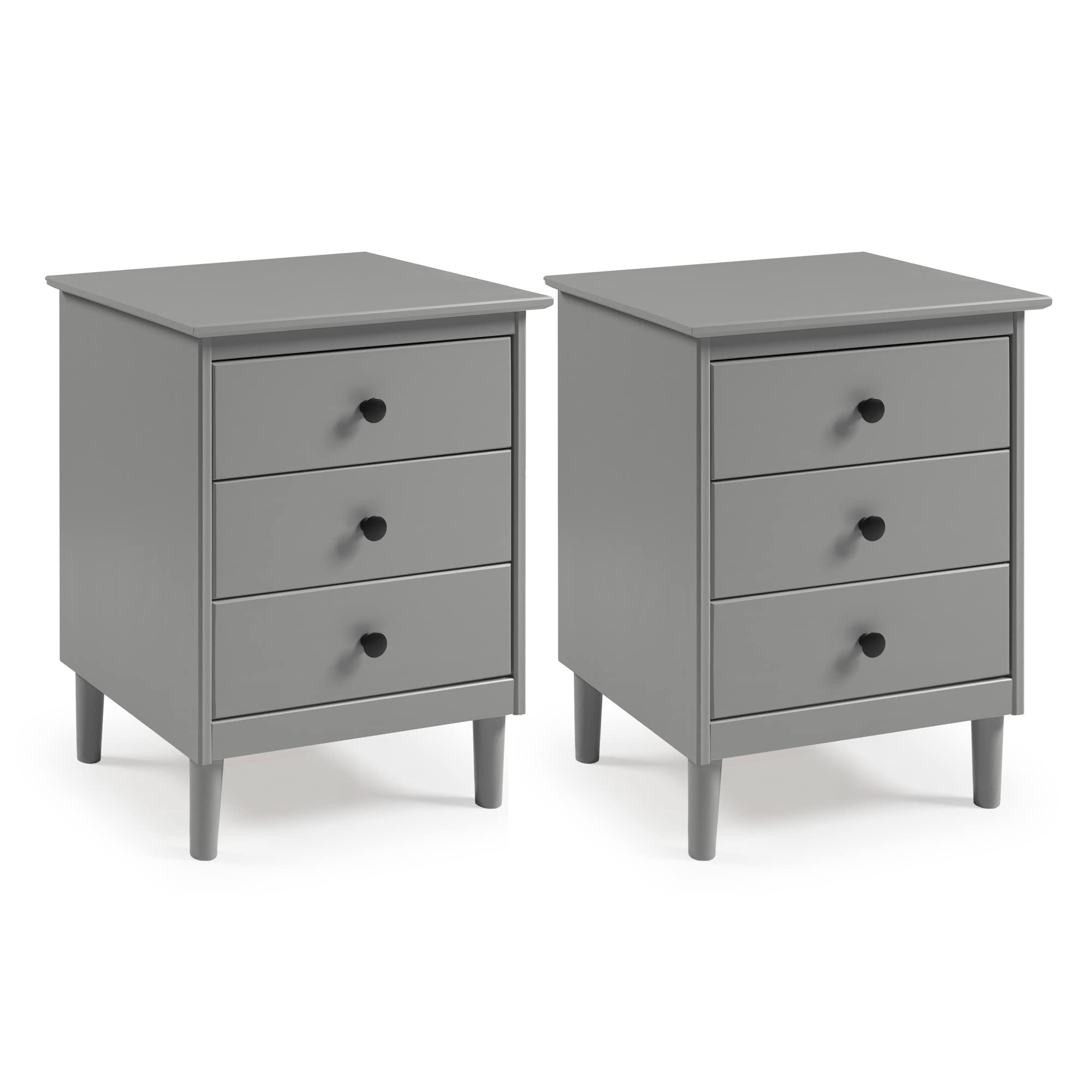 Myron Modern 3-Drawer Nightstands, Set of 2, Grey