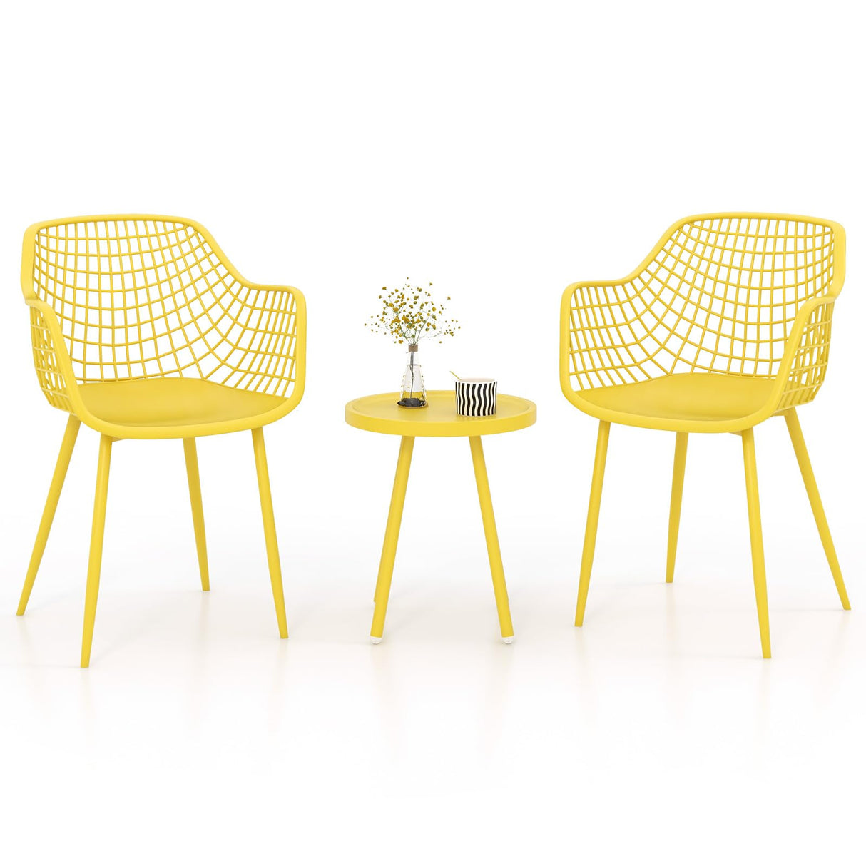 3 Piece Patio Bistro Set, All Weather Heavy Duty Table and Chairs Set of 2 with Widen Seats