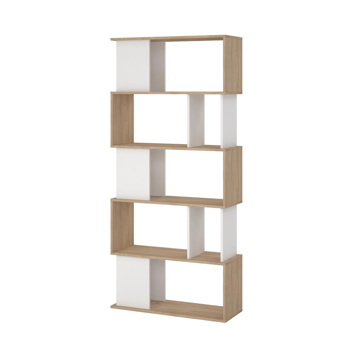 Modern Bookcase, Display Shelf and Decorative Room Divider with 7 Fixed Storage Shelves