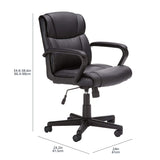 Office Computer Task Desk Chair with Padded Armrests, Mid-Back, Adjustable