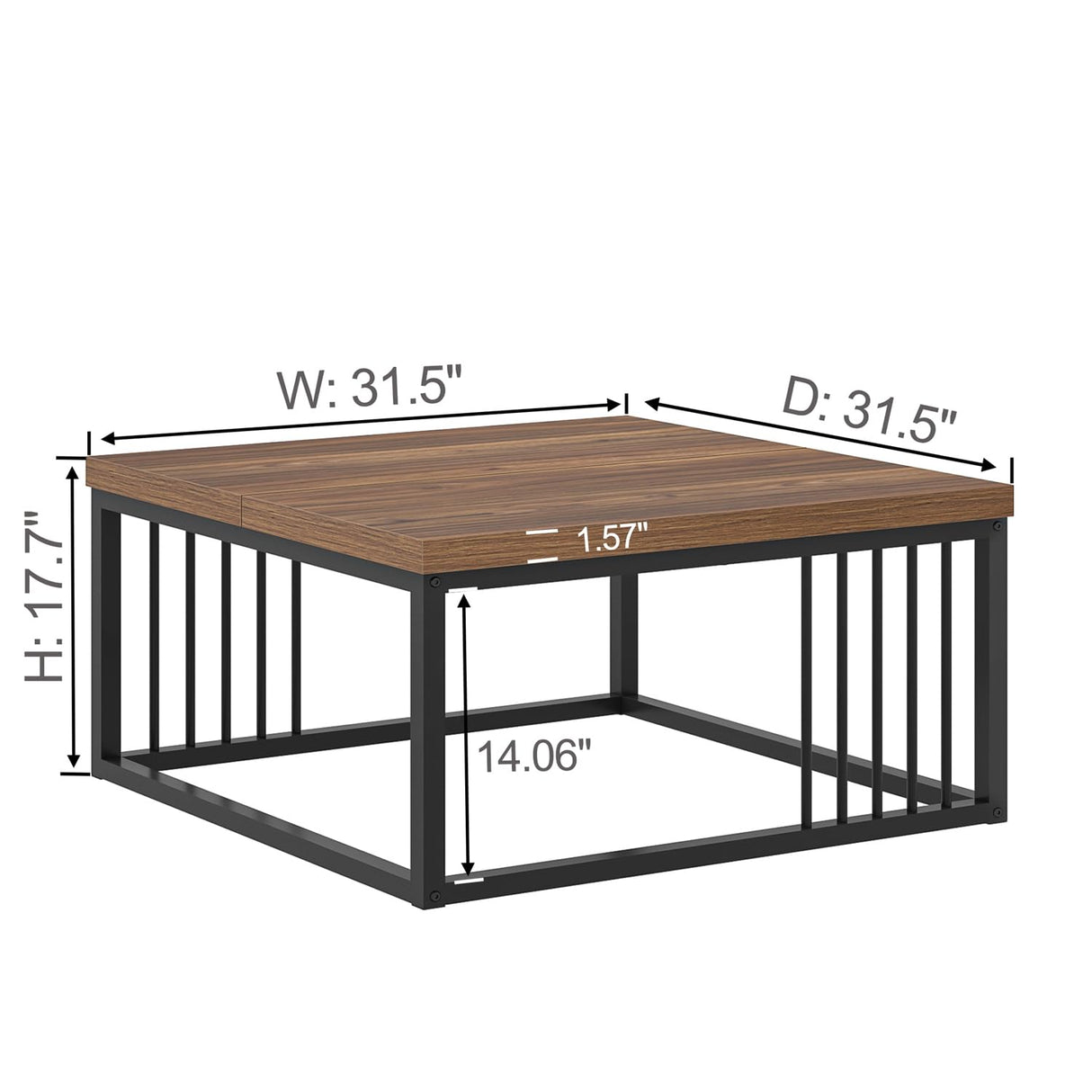 Square Coffee Table, Modern Center Table with Split Tabletop for Living Room