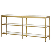 64" Wide Rectangular Console Table in Brass, Entryway Table
