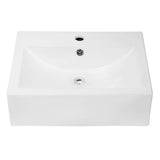 21"x16" Rectangle Bathroom Vessel Sink Wallmount Porcelain Ceramic White Vanity