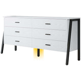 59" 6 Drawer Dresser for Bedroom, Wood Dressers & Chests of Drawers with Metal Frame,