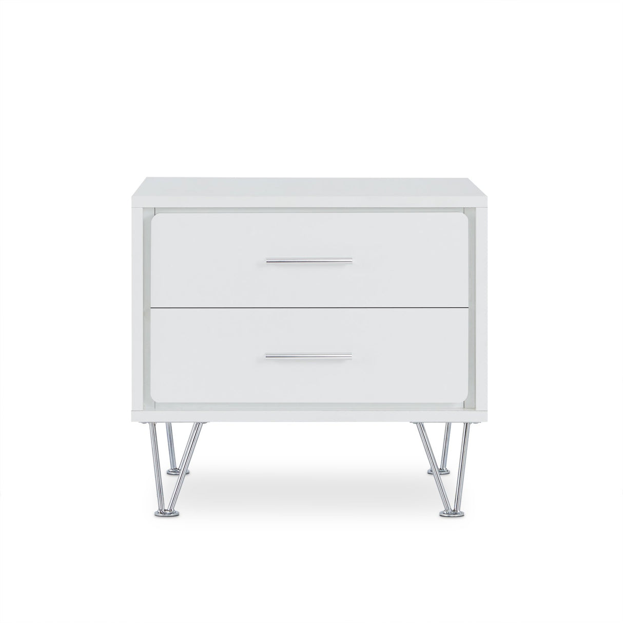 Deoss Wooden Rectangular 2-Drawer Nightstand with V Shaped Legs