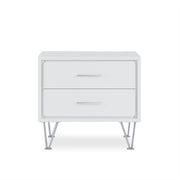 Deoss Wooden Rectangular 2-Drawer Nightstand with V Shaped Legs