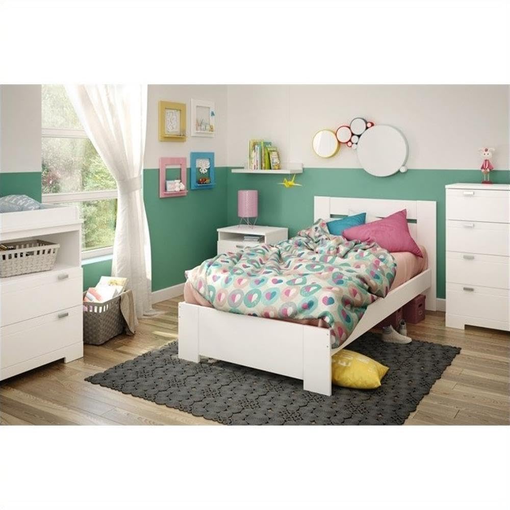 Reevo 6-Drawer Double Dresser, Pure White with Matte Nickel Handles