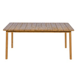 Kegy 67" Patio Acacia Wood Dining Table with Slatted Tabletop