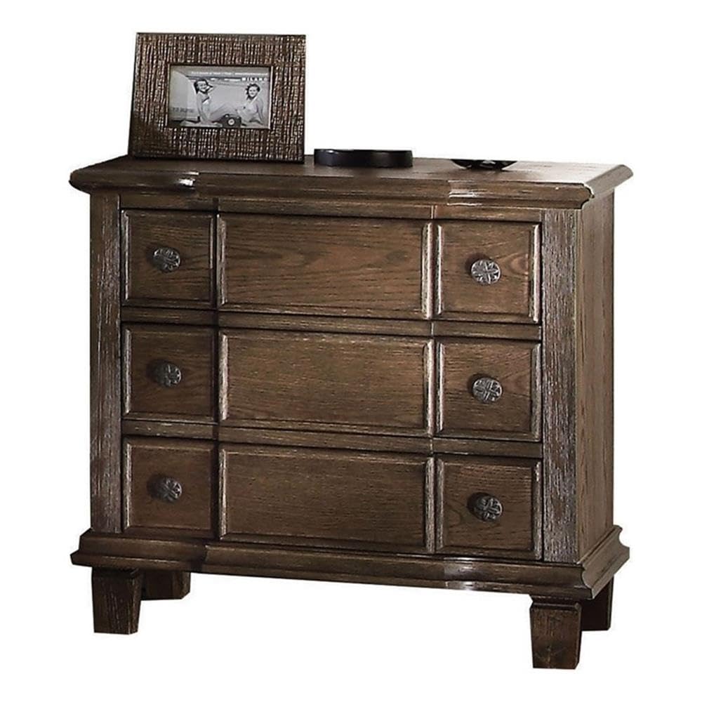 Baudouin 3 Drawer Wooden Nightstand