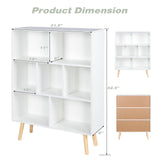 White Cube Bookshelf 7 Cube, 3 Tier Wooden Open Bookcase