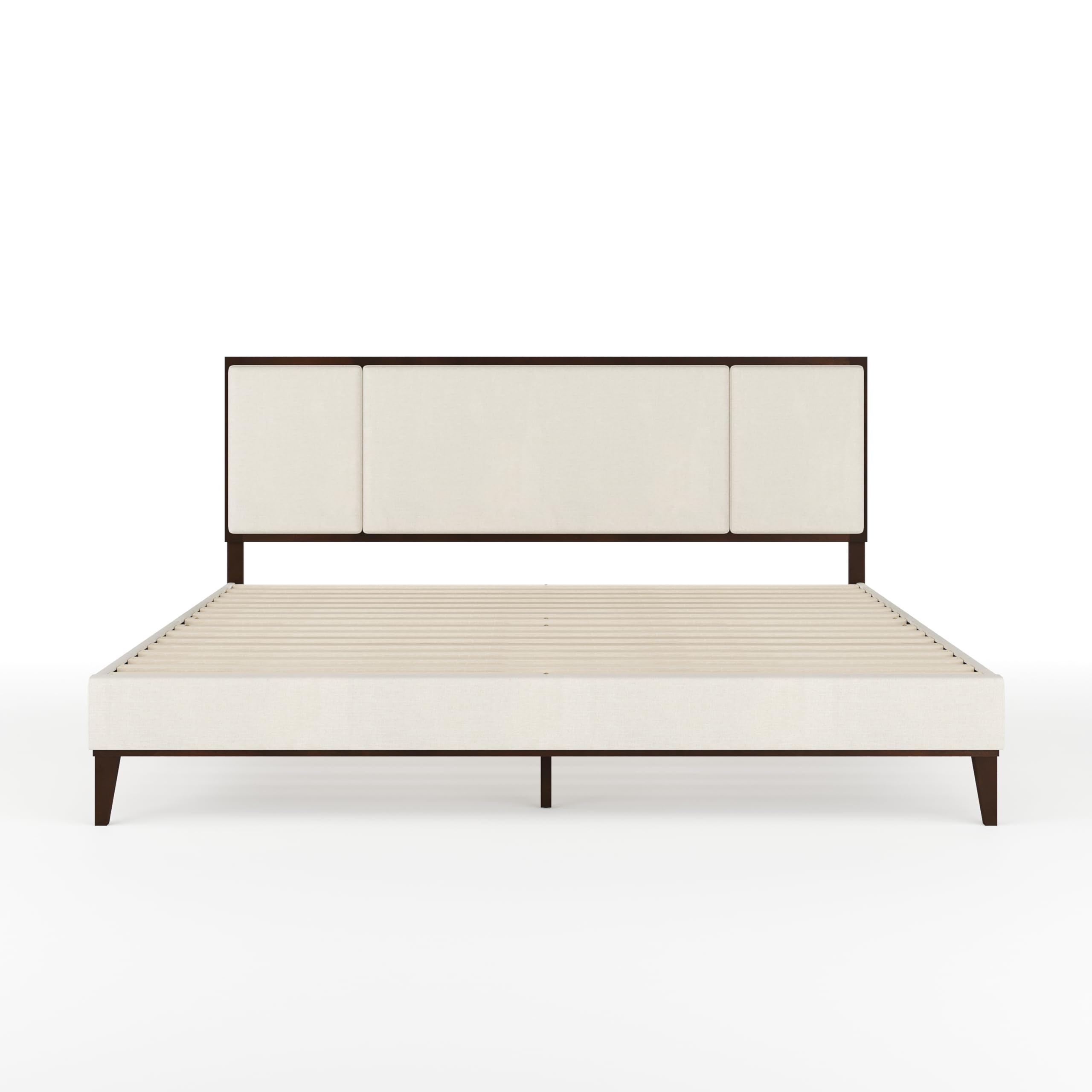 Jett Platform Bed with Headboard, Fabric Upholstered Inset Headboard