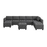 HONBAY U Shaped Modular Sectional Sofa with Storage Ottoman Sectional Couches for Living Room Dark Grey