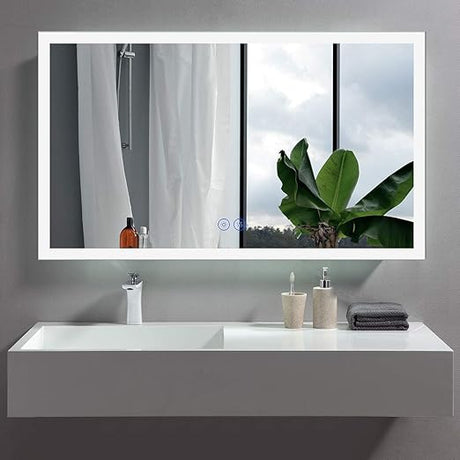 LED Bathroom Mirror with Lights, LED Mirror for Bathroom, 48 x 28 Inch Lighted Vanity Mirror