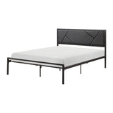 Nick Full Size Platform Bed, Faux Leather Upholstered Headboard, Black and Gray