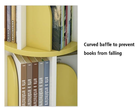 Vertical Bookshelf 4 Tier 360 Revolving Storage Rack, Creative Rotating Bookshelf- Spinning Small Bookcase Great for Bedroom Living Room (Color : Light Green, Size : 50 * 129cm)