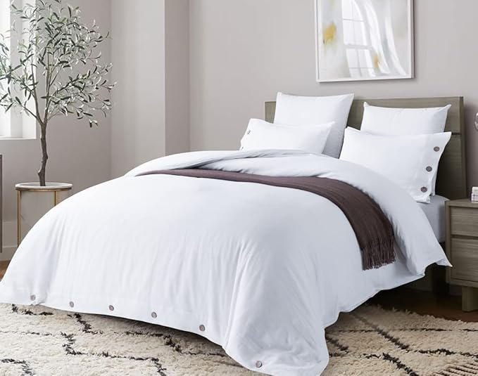 Stone Washed Linen King Duvet Cover 3-pc Set, Oeko-Tex Certified, Ultra-Soft