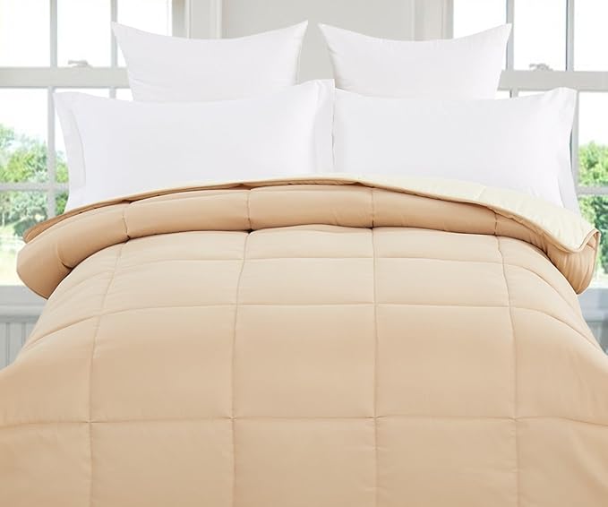 Down Alternative Comforter (Calm Blue / Grey, Queen) - All Season Comforter - by Natural