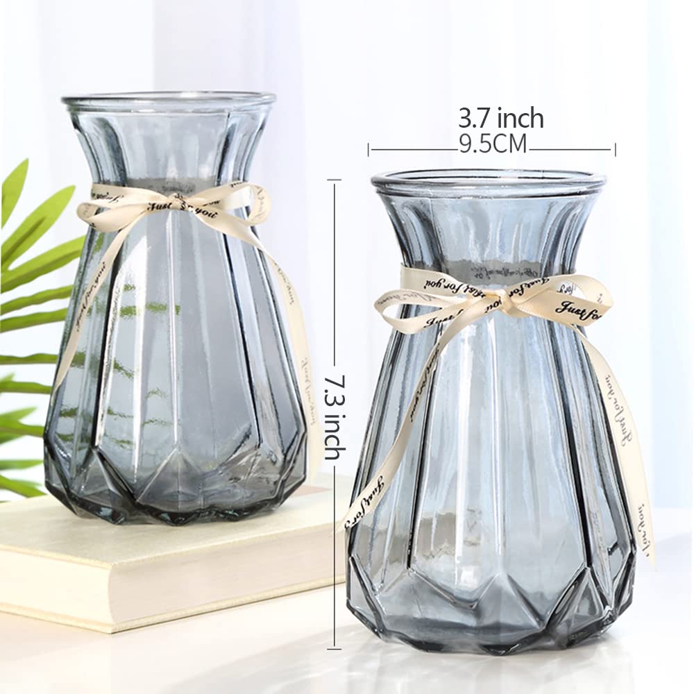 Glass Vase Decor Centerpieces Flower Vase High 7.3", Living Room Decorations Bud Vases