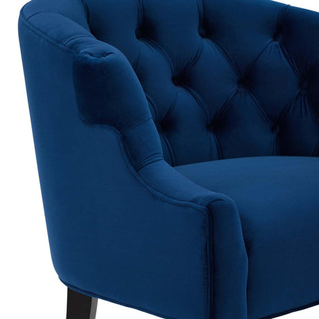 Modway Precept Tufted Button Performance Velvet Accent Living Room Chair in Navy