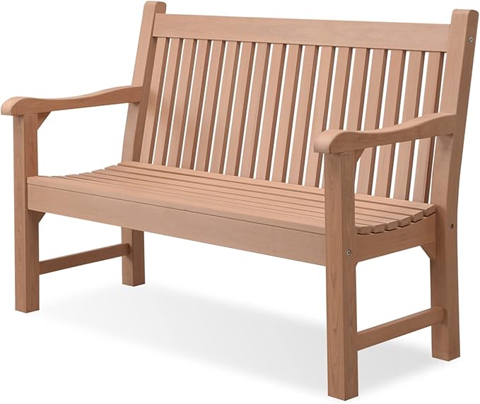 Garden Bench, 2-Person Poly Lumber Patio Bench, All-Weather Outdoor Bench That