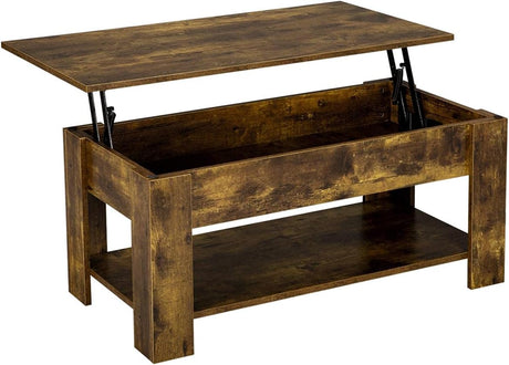 Rustic Coffee Table, Lift Up Coffee Table with Hidden Storage, Living Room Center Tables