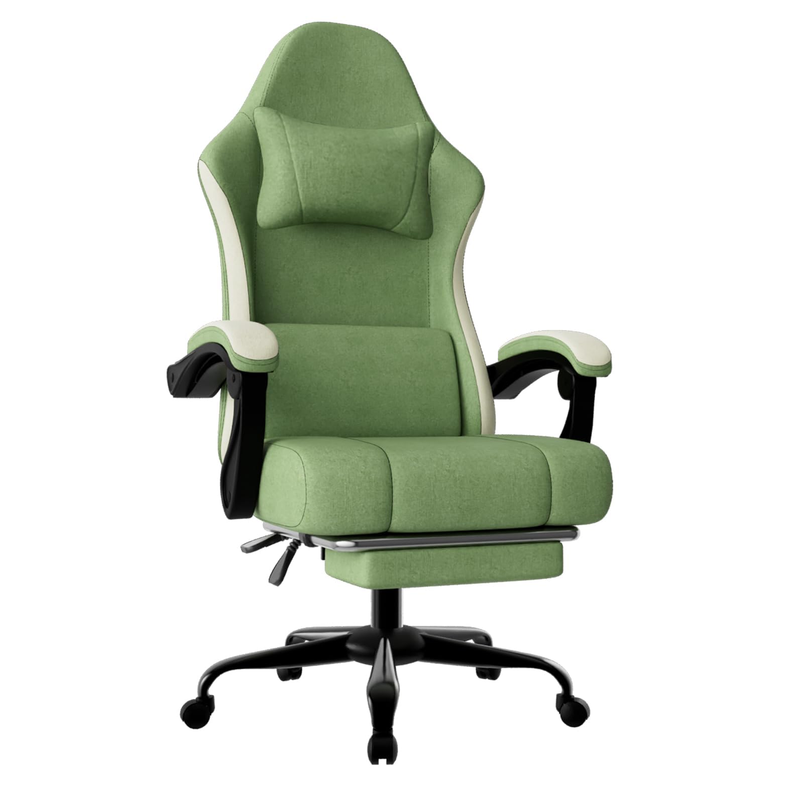 Ergonomic Gaming Chair with Pocketed Spring Cushion and Footrest