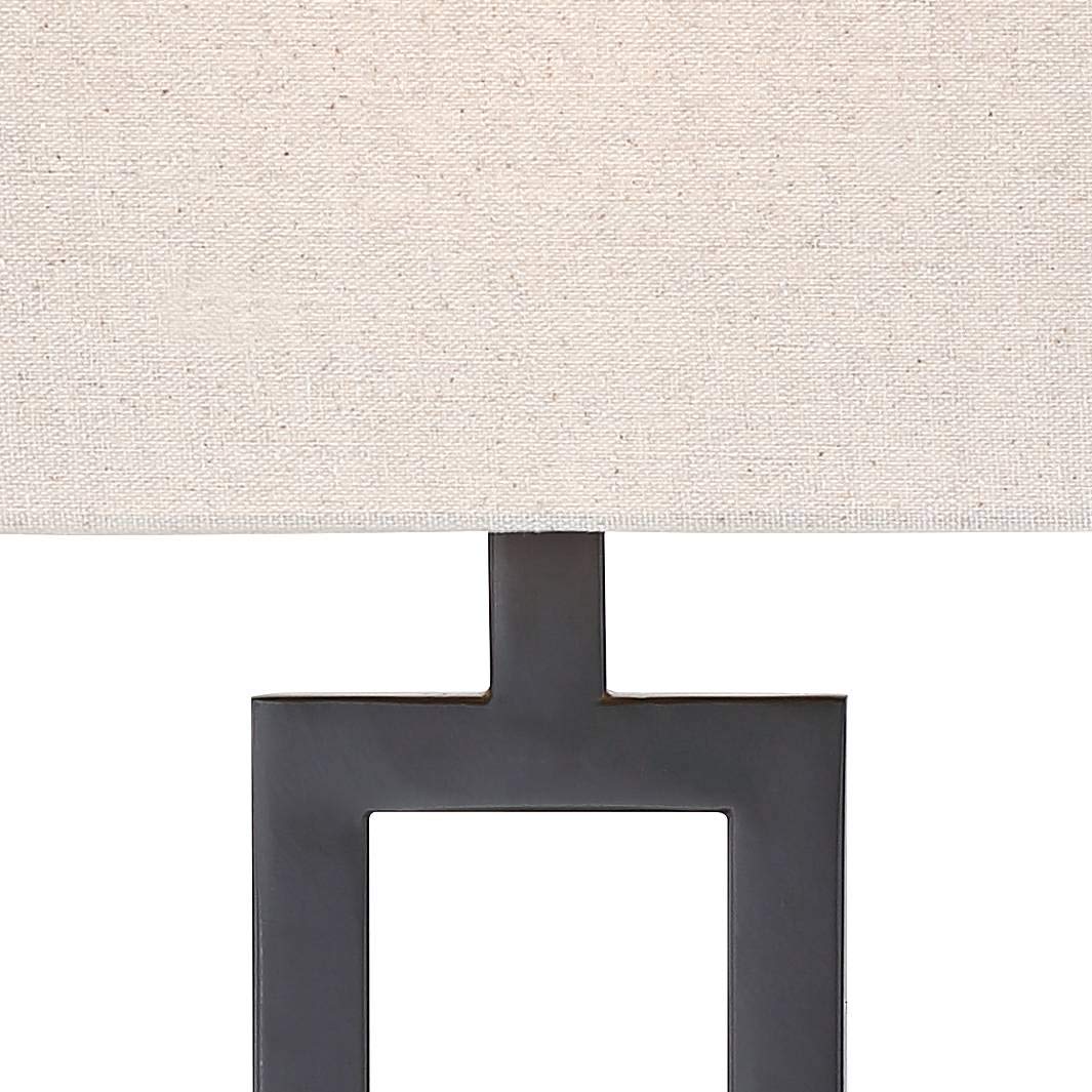 Aston 26" Modern Rectangle Table Lamp - Black Metal with Off-White Shade